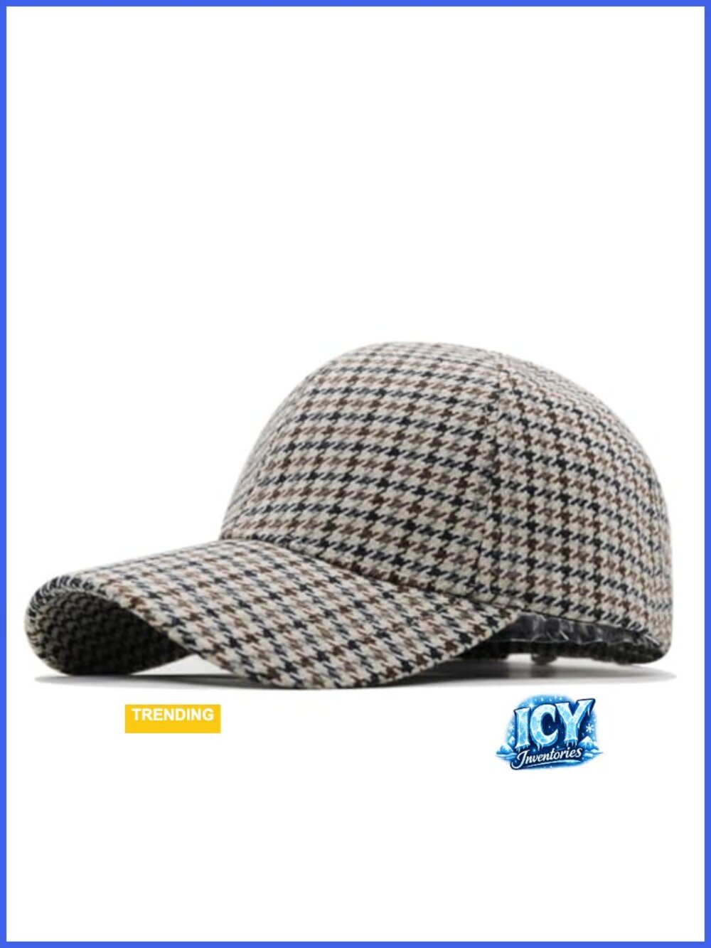 Tweed Plaid Checked Wool Blend Baseball Cap Adjustable Dad Hat
